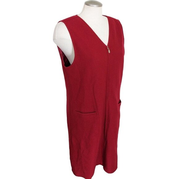 Vintage Talbots Wool Shift Dress Womens Size 12 Red Zipper Pockets Lined Modest - Picture 3 of 8